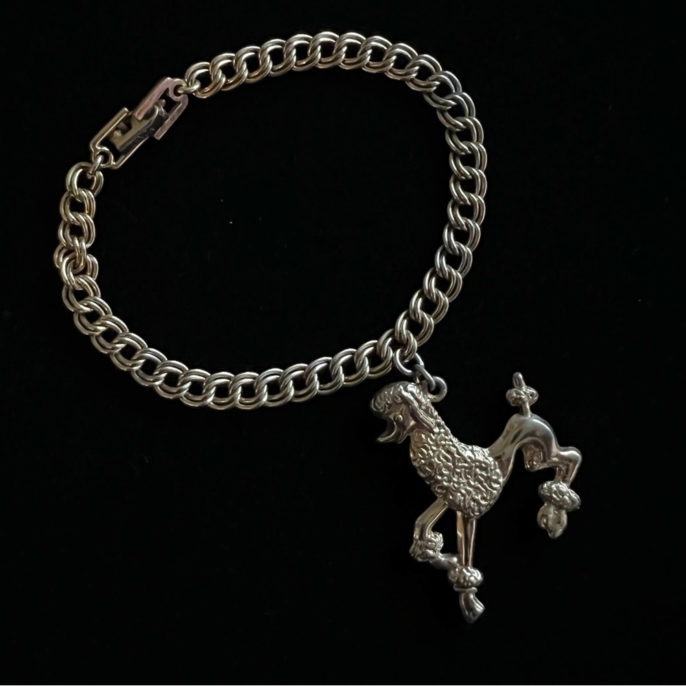Poodle Charm Bracelet Gold Tone Vintage 50s Look  Chain